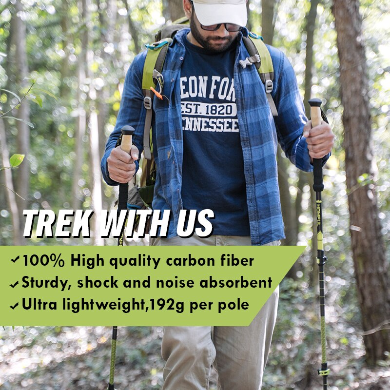 Hitorhike par /2 stk kulfiber trekking stave nordiske vandrestave carbon trekking stick alpenstock vandrestok til turisme