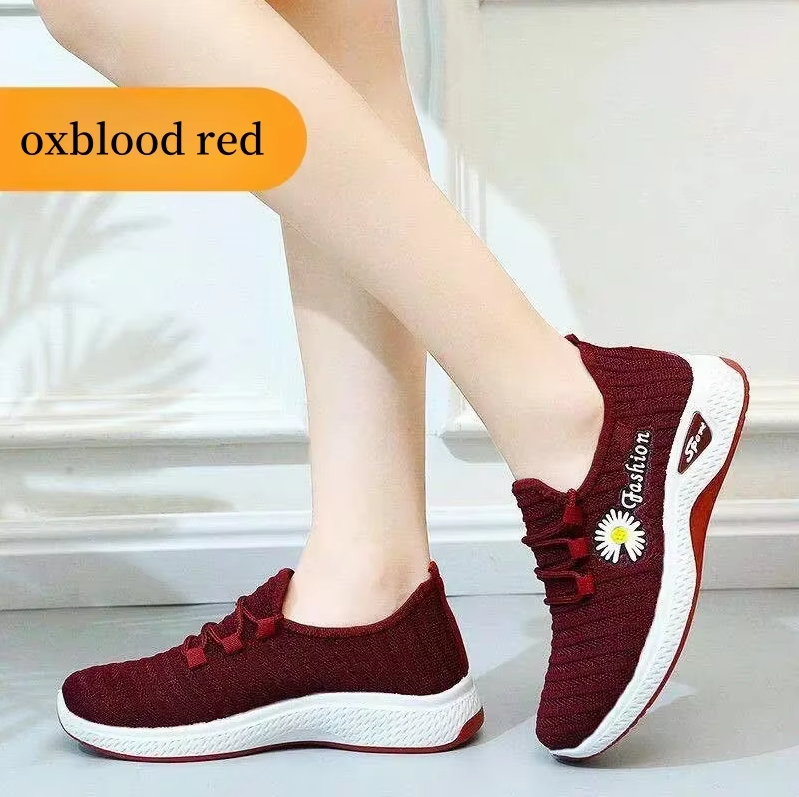 Women's Shoes Autumn Style True Fly Weaving Old Beijing Cloth Shoes Little Daisy Women's Casual Sports Shoes Walking Shoes: Red / 37