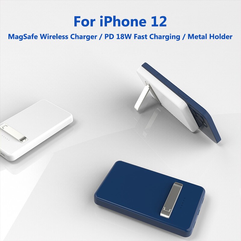 CASEIER 18W PD Magnetic Wireless Charger 5000mAh PowerBank For iPhone 12 Backup Bracket Portable Powerbank For iPhone 12 Pro Max