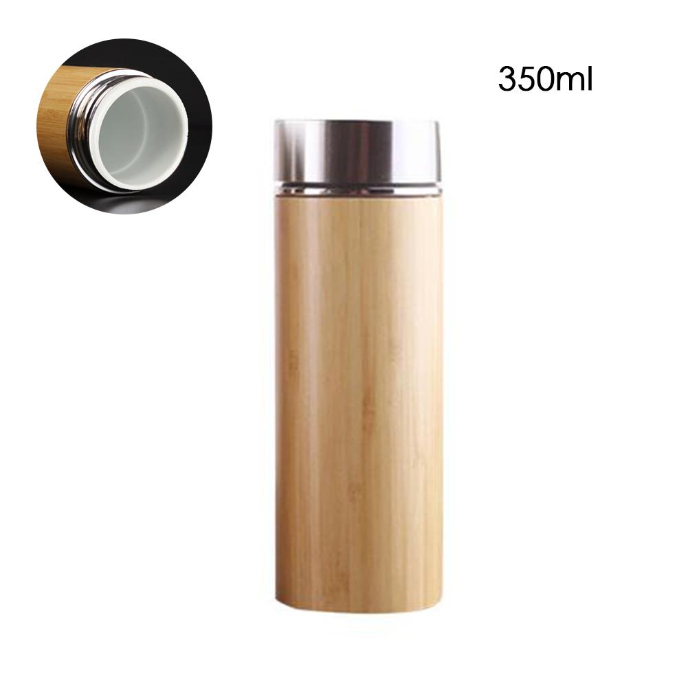 350ml 450ml naturlige bambus tumbler termokande kop keramisk foring flaske vakuum kolber te isolerede termokander 12 timer te kop: 350ml