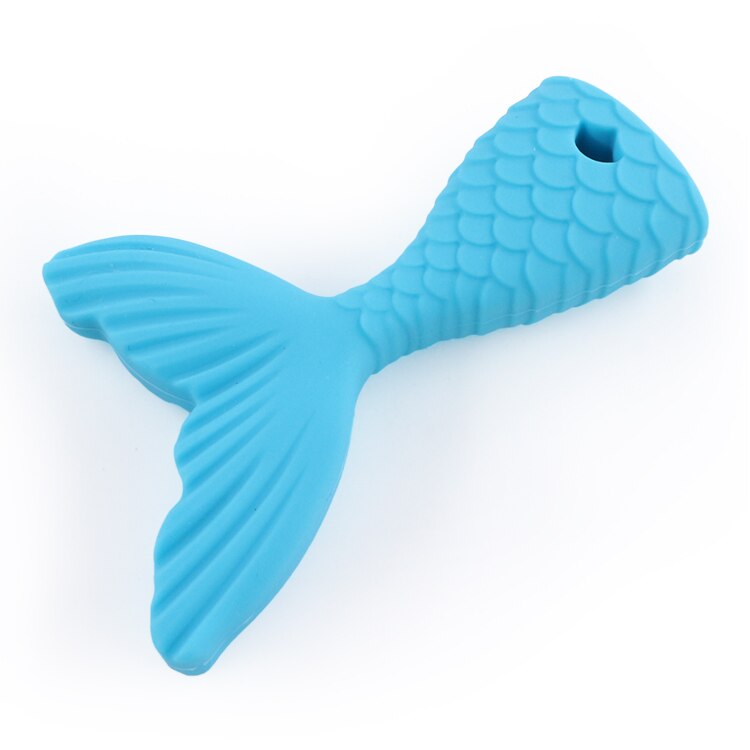 fish Shaped Baby Silicone Teether Pendant Teething Necklace Autism Sensory Chew: Cielo Blu