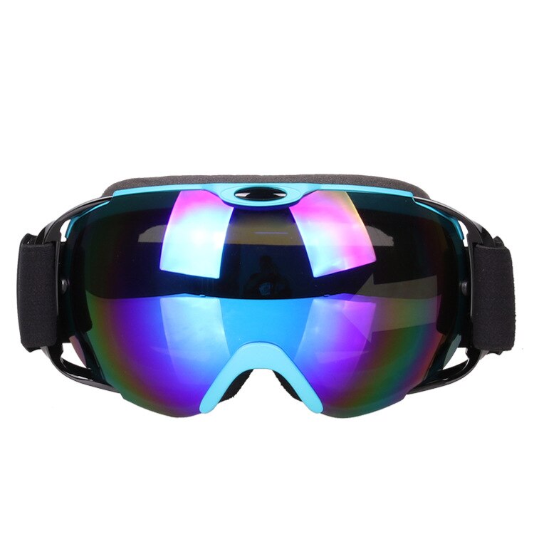 Ski Goggles Double Layer Anti-fog Large Spherical Snowfield Ski Eye-protection Goggles Mountain Climbing Bicycle Glass 201-: Blue