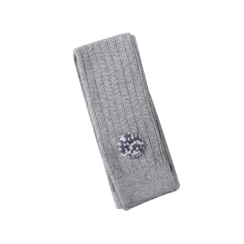 Collants do bebê da cor sólida para a menina do bebê bonito pompom infantil da criança meia-calça outono de malha do bebê: gray