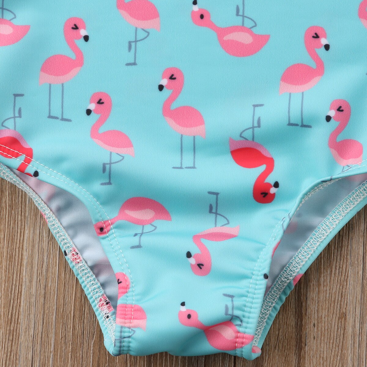 Zomer Leuke Meisje Badmode Een Stuk Flamingo Cartoon Patroon Meisjes Badpak Kid Kinderen Zwemmen Pak 1-6Y