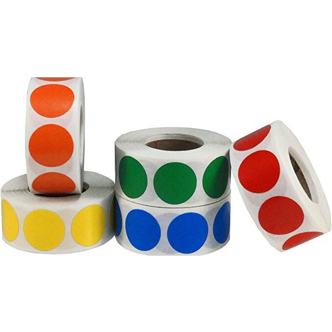 500per Roll Chroma Label Color Code Dot Labels Stickers 1 Inch Roun Red Green White Yellow Blue Pink Black Stationery Stickers