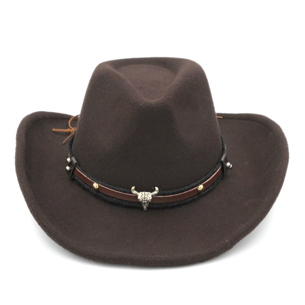 Mistdawn Unisex Wol Blend Western Cowboy Fedora Cap Brede Rand Sombrero Godfather Cap Kerk Caps Jazz Hoed Tauren Lederen Band