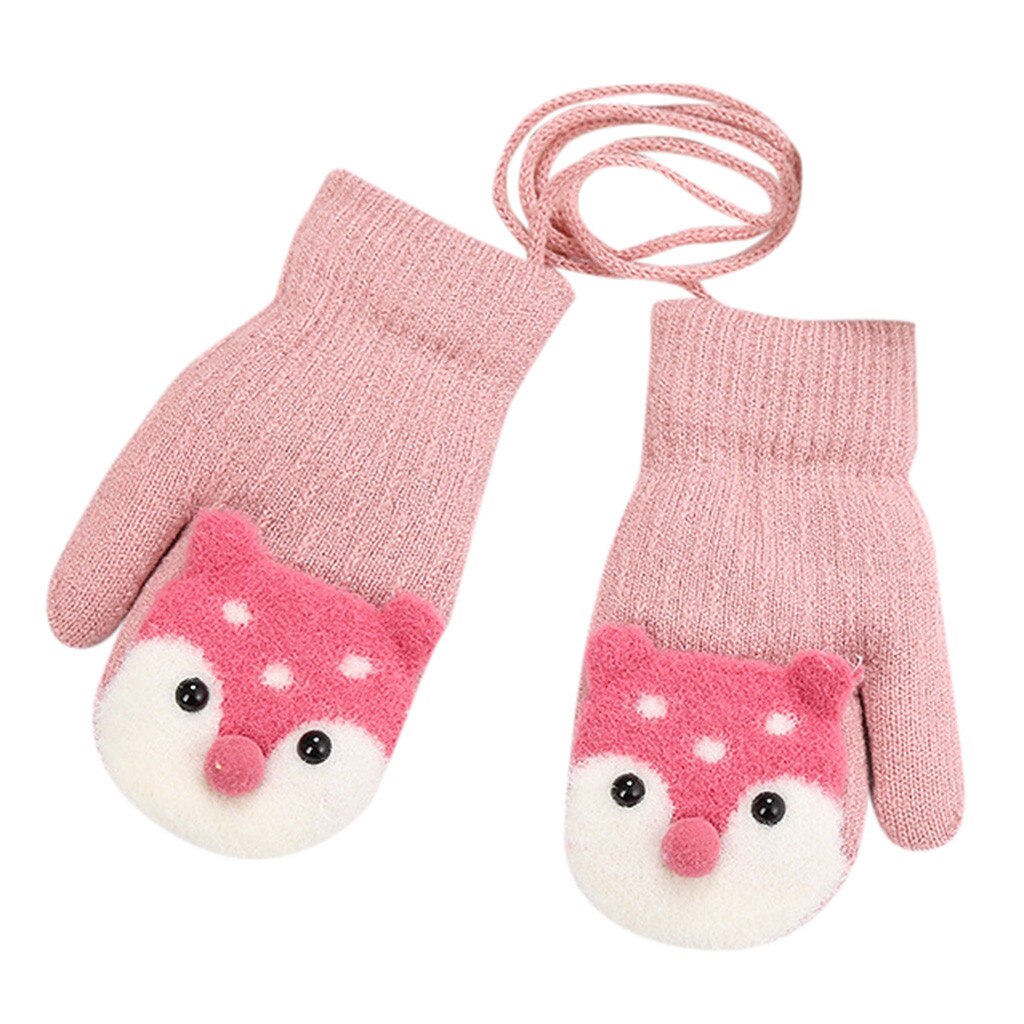 Winter Handschoenen Vos Kinderen Kids Jongens Meisjes Winter Leuke Cartoon Dier Warme Gebreide Handschoenen Winddicht Guantes Для Новорожденных