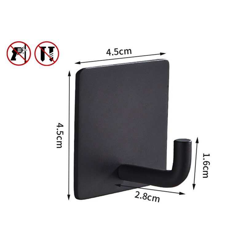 1 Piece Stainless Steel Single Hook Kitchen Bathroom Toilet Towel Rack Clothes Cap Cooking Utensil Hanger: Black