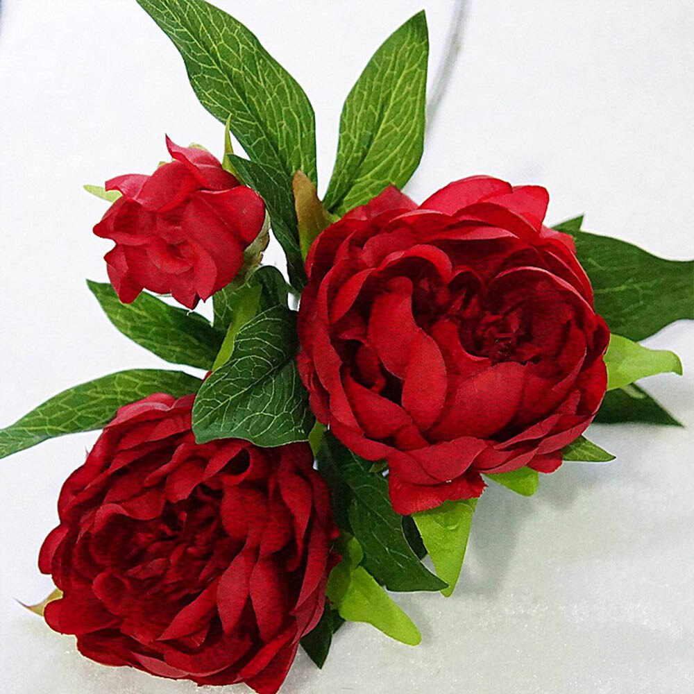 3 têtes/1 bundle pas cher pivoine bouquet Vase arrangement de fleurs décor à la maison décoration de mariage fleurs artificielles pour scrapbooking: 1