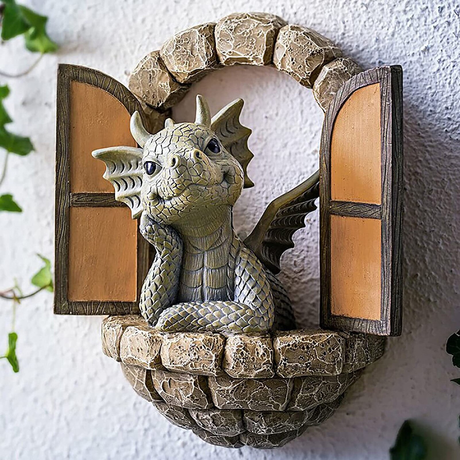 Garden Resin Dragon Sculpture Garden Courtyard Statue Weatherproof Outdoor Yard Garden Decoration