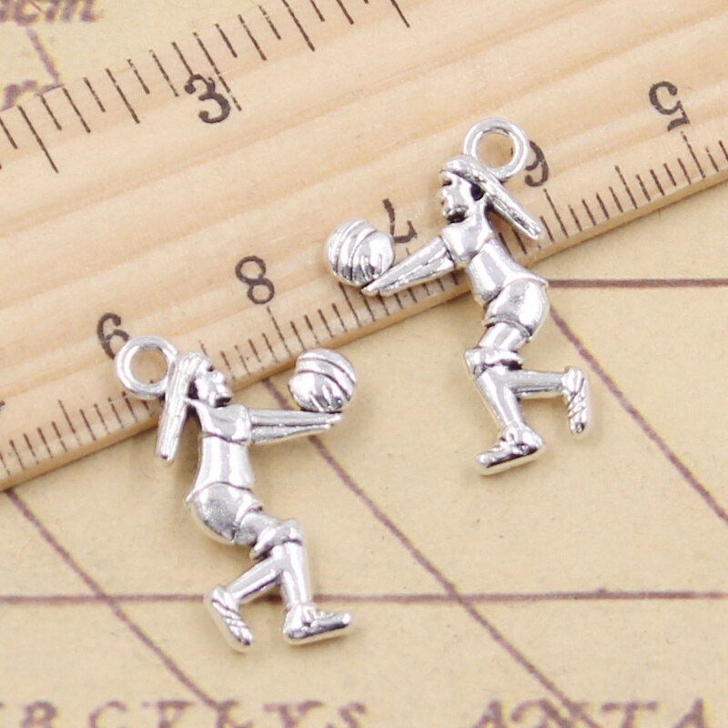 20pcs Charms Sporter Volleyball Player 24x15mm Tibetan Silver Color Pendants Antique Jewelry Making DIY Handmade Craft