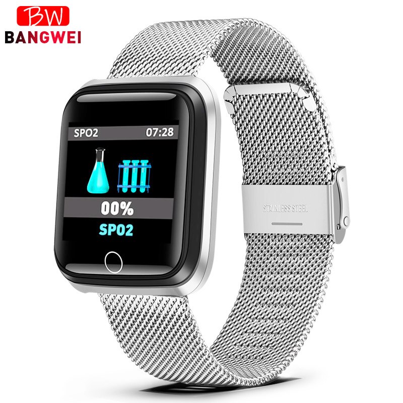 SmartWatch Männer frauen Herz Rate monitor Blutdruck Tracker Fitness tracker Sport Wasserdichte Intelligente uhr Für iPhone: Silver