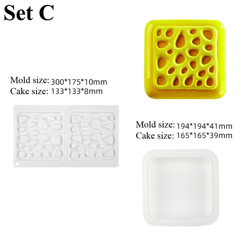 SHENHONG Cake Molds Circular Square or Rectangular Texture Silicone Mould French Dessert Baking Mold Mousse Decoration tools: Orange