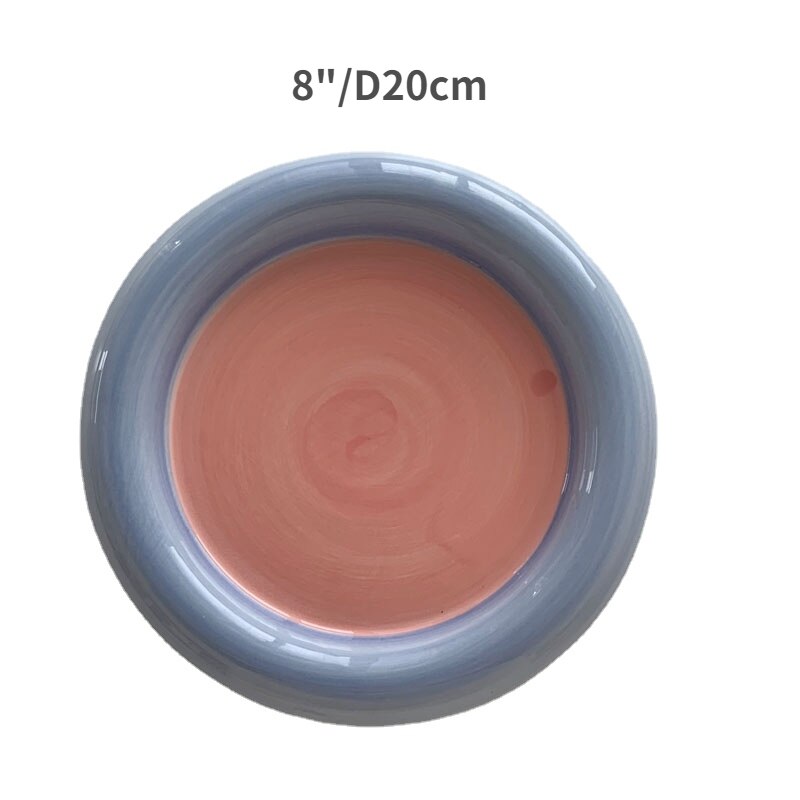 6 &quot;8&quot; plato de desayuno gordito coreano plato de almacenamiento de joyas plato de pastel de postre plato de almacenamiento de frutas tazón plano platos bonitos platos de cerámica: 8inch bluepink