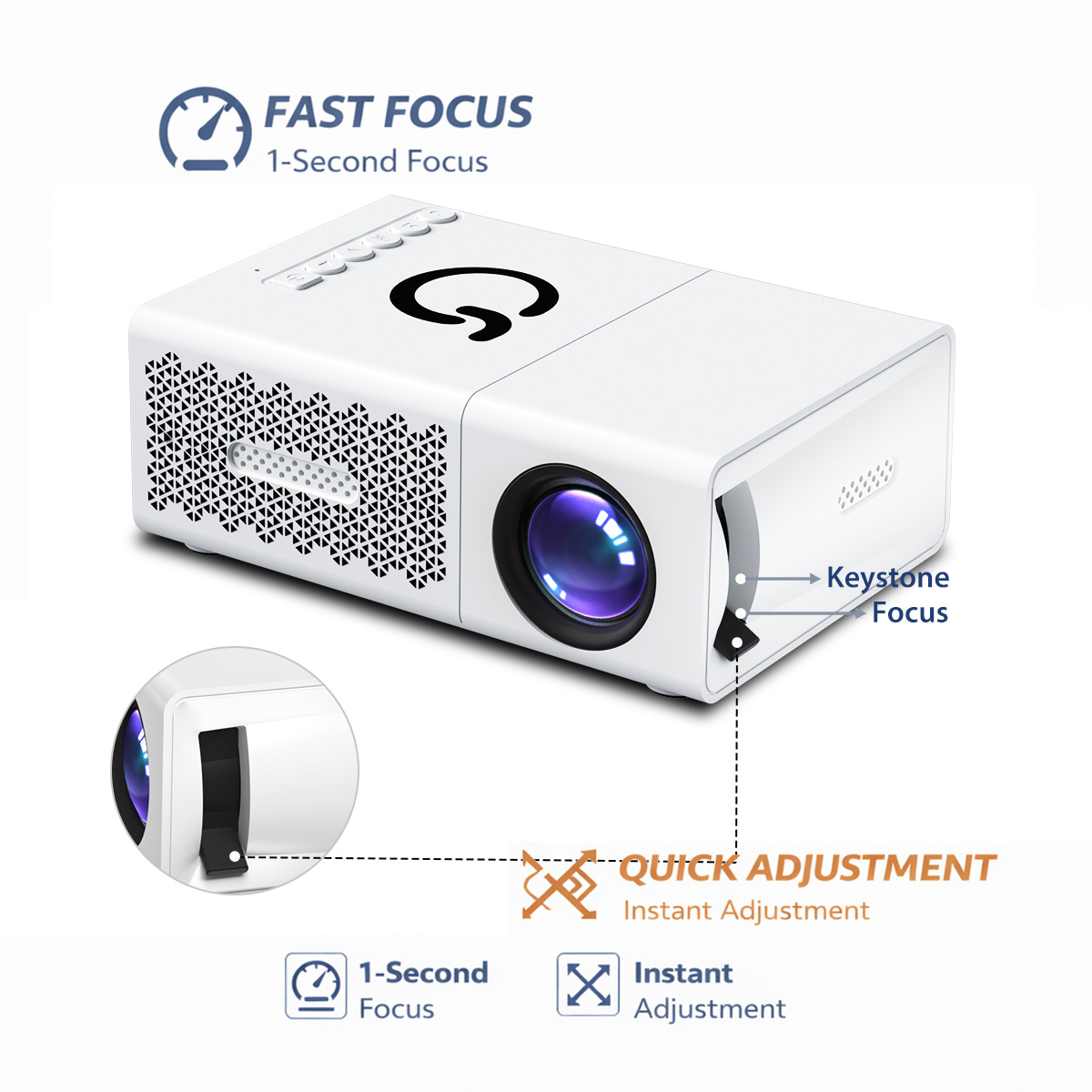 Projetor portátil, Nativo 720P, tela de 30-100 polegadas, projetor para home theater, viagens e jogos, presente de Natal