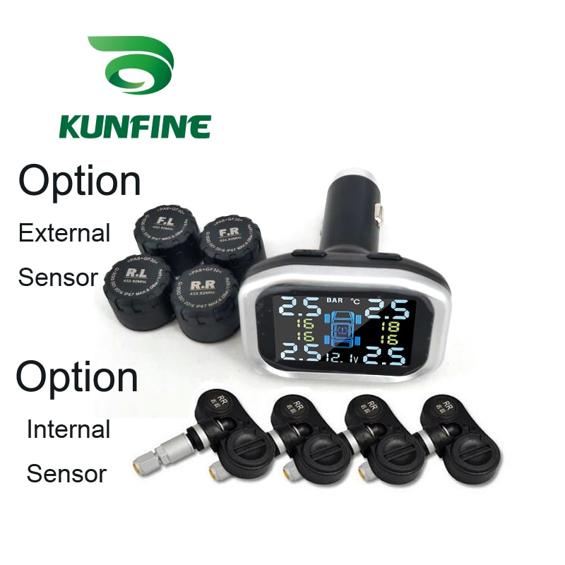 Smart Car TPMS Tire Pressure Monitoring System cigarette lighter Digital LCD Display Auto Security Alarm Systems Tyre Pressure