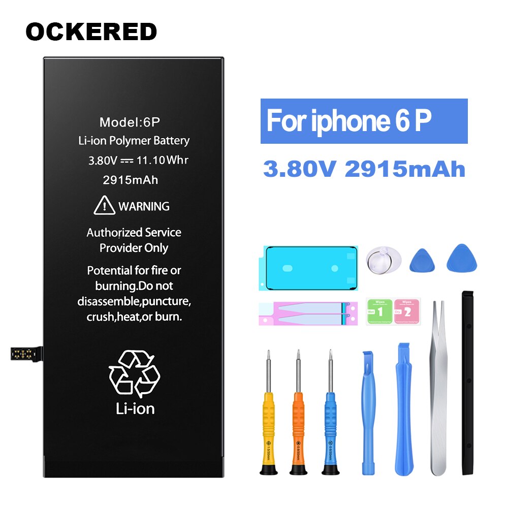 Ockered Batterie Für iPhone 6 6s 5s SE Original Kapazität Bateria Ersatz Batterie Für iPhone 7 8 6SP plus Mit Kostenlose Tools: for iphone6P 2915mAh