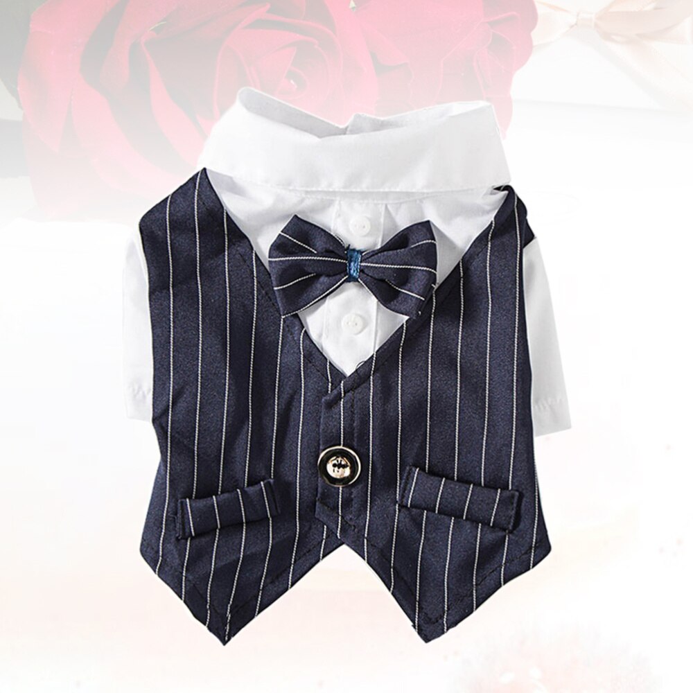 Overhemd bruiloft feest pak lente zomer jas schattige kleding voor hond huisdier kat (marine maat xs)