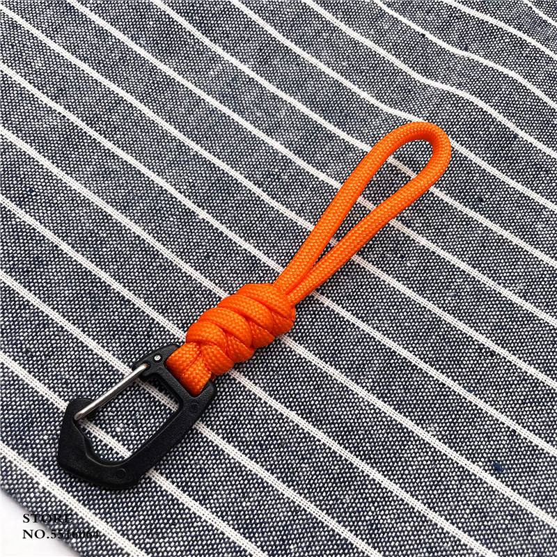 LLavero de Paracord para exteriores, cordón de nailon trenzado, cuerda de paracaídas de alta resistencia, mosquetón, llavero para mochila de teléfono: Rojo / Rosa
