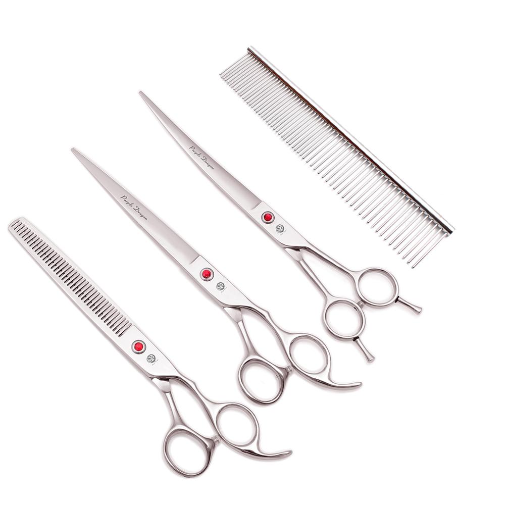 Dog Grooming Kit Purple Dragon 8" Japanese Steel Thinning Shears 3005# Dog Scissors Pet Scissors Set Add Bag Gold