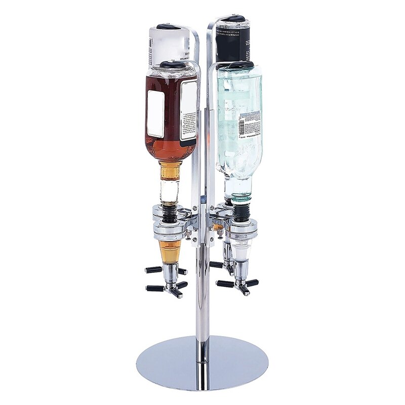 4 hoveder roterende rustfrit stål vin juice cocktail stativ drikkevarer optik dispenser holder til bar butler