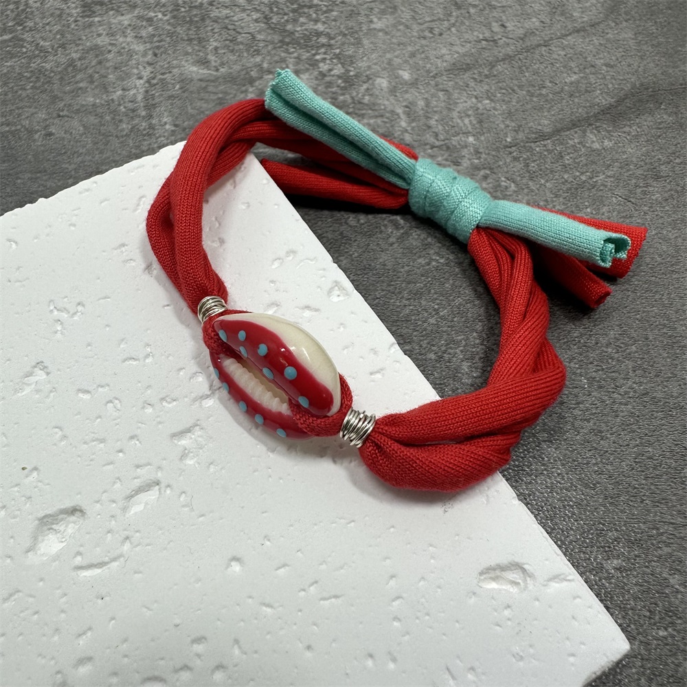 Bracciale con ciondoli a conchiglia a pois Linea di cotone colorata Braccialetti con corde intrecciate fatte a mano per gioielli da donna, uomo e bambino: Bruno-rossastro