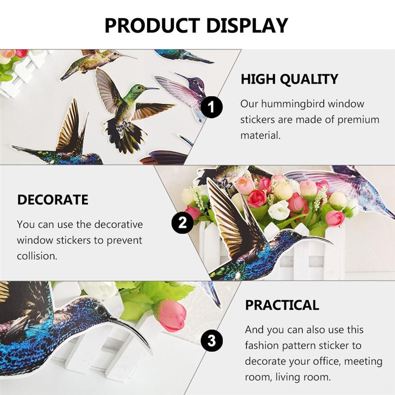 6 Pcs Hummingbird Window Clings Window Decor Decals Unique Window Decor Film Window Sticker Collision Hummingbird Sticker