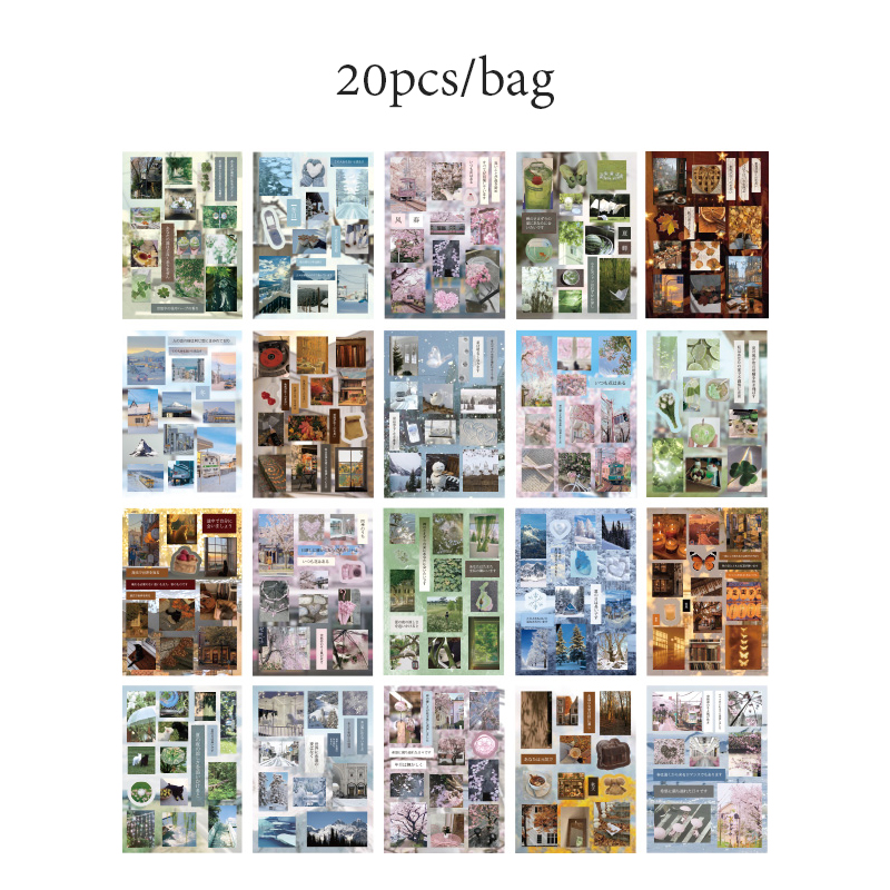 Mr. Paper 4Style 20 unids/bolsa película cortada libro de pegatinas manual DIY álbum de recortes marco de fotos sobre calendario decoración de tarjetas de felicitación: Blanco