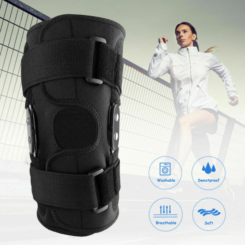 Scharnierende Knie Brace Plus Size Verstelbare Dubbele Metalen Kniebrace Ondersteuning Protection Artritis Sport Letsel Open Gym Basketbal