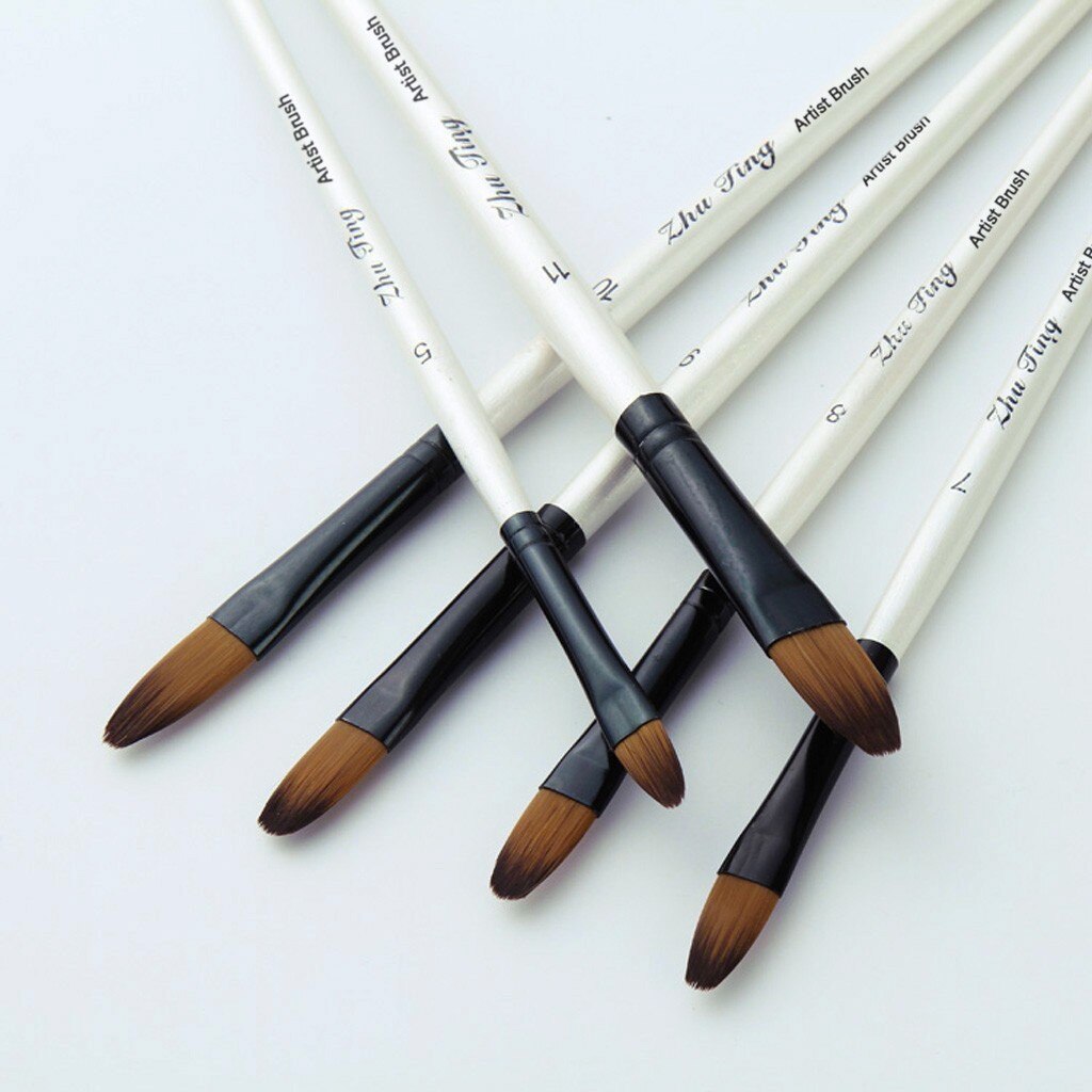 12 Kunstenaar Aquarel Penselen Kwast Voor Nylon Penselen Olieverf Acryl Platte & Tip Kit Pen Kunst Levert