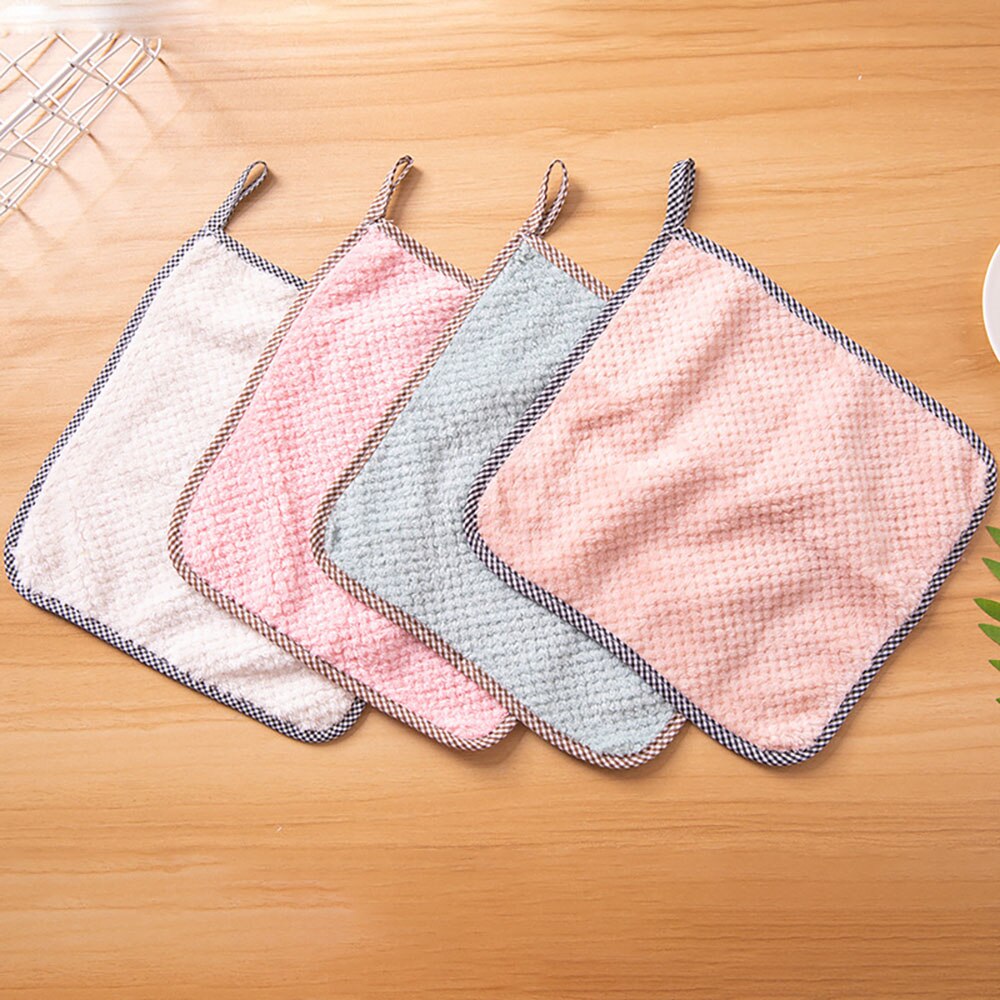1/3/5PCS Dishcloths Water Absorbable Rag Glass Kitchen Microfiber Coral Fleece Cleaning Cloth Wipes