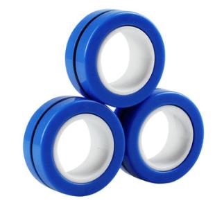 Magnetic Rings Anti-stress toy ring Stress Relief Ring toy For Autism ADHD Anxiety stress Relief Focus fidget finger ring: BLUE 3pcs