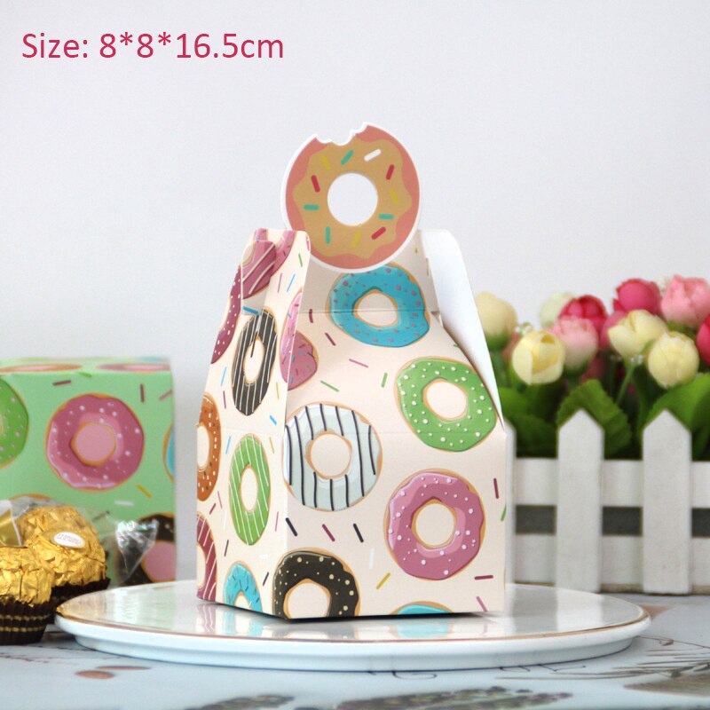 1pack Donuts Candy Bags Cookies Packaging Boxes for Kids Girl Donuts Happy Birthday Party Supply Wedding DIY Crafts Decorations: 6pcs F