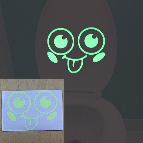 Funny Smile Bathroom Wall Stickers Glow in the Dark Toilet Sticker Home Decor Waterproof Wall Decals WC Door Decorative Poster: Tongue Smile YG