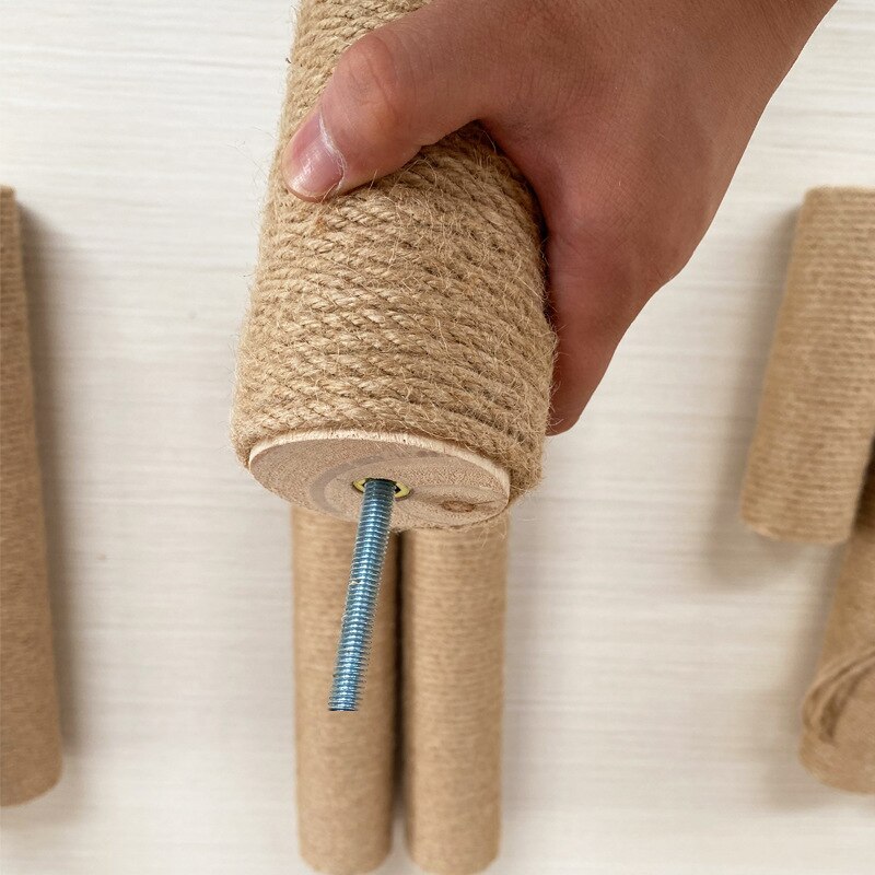 1pc Cat Scratching Post Cat Tree Sisal Solid Wood DIY Cat Climbing Frame Replacement Post Accessories Kitten Toy Pet Furniture