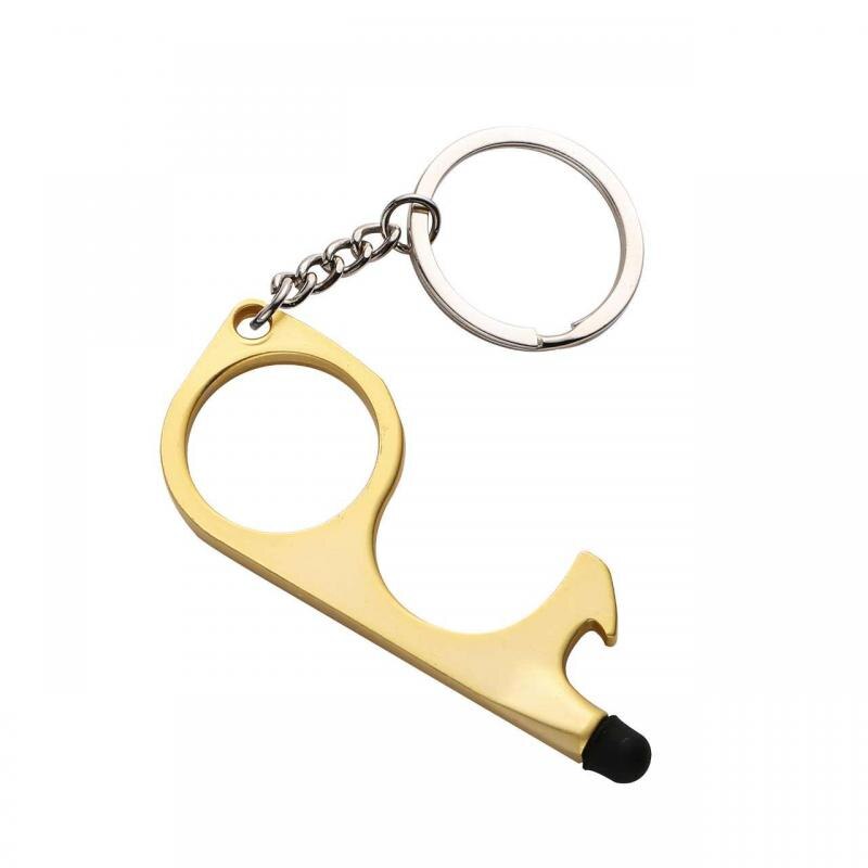 Portable Hygiene Hand Brass Contactless Door Opener Key Chain Elevator Handle Health Tool With Key Ring: 06