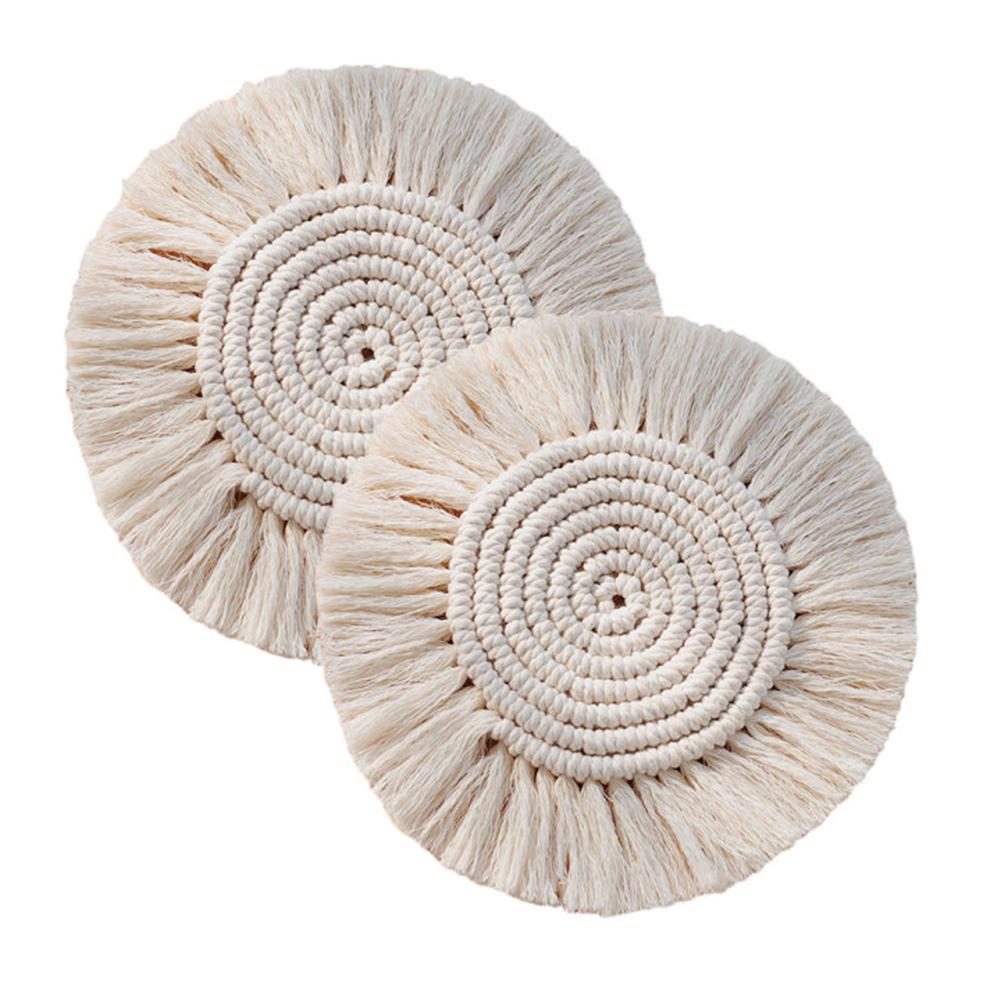 Flettet bordmatte koppunderlag håndvevd veggteppe macrame vegghengende boho dekor hjem dekorasjon til kontorleilighet bar