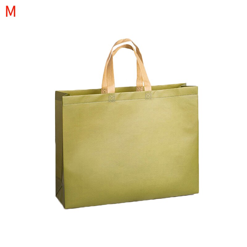 Women Foldable Shopping Bag Reusable Eco Large Unisex Tote grocery cloth Bags Pouch Fabric Non-woven Female Shoulder Bags: Khaki / L