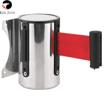Max 3M Retractable Ribbon Barrier Crowd Control Outdoor Stainless Steel Wall Mount Red Belt Sport Stanchion Queue