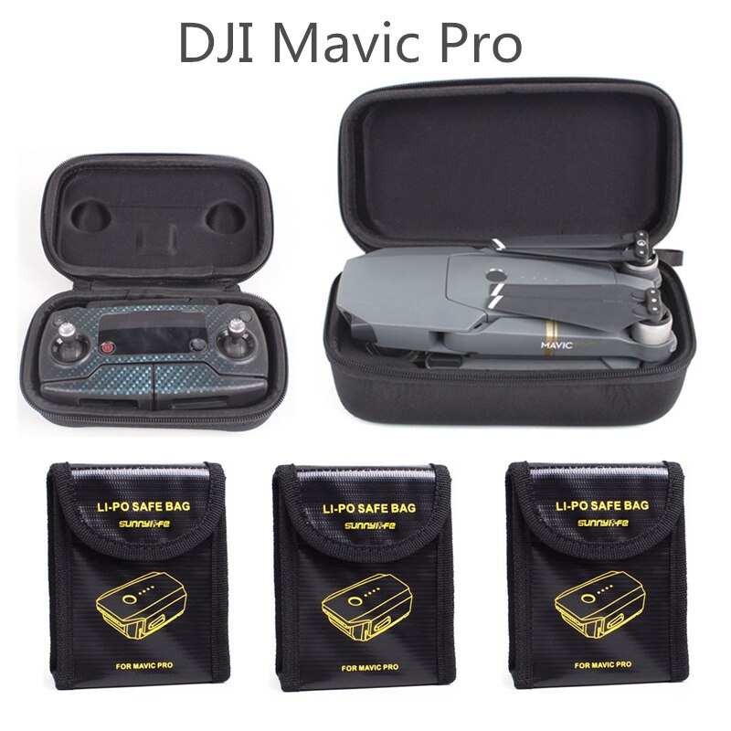 5in1 per DJI Mavic pro Caso di Protezione Combo LiPo Batteria a prova di Esplosione Sacchetto di Sicurezza + drone corpo Borsa + scatola di Controllo a distanza