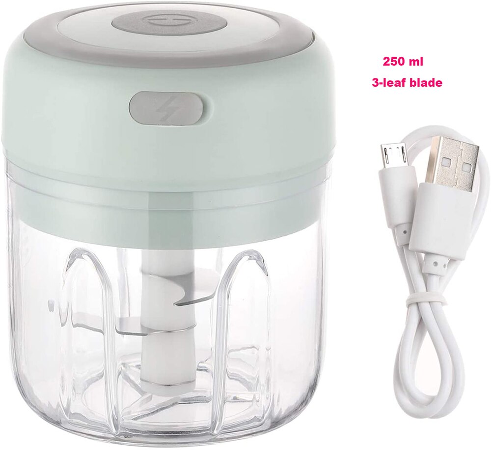 Portable Blender Kitchen Tools Blender Mixer Garlic Crusher Food Processor Mincer Food Mixer Chopper Electric Kitchen Mixeurs: green 250ml