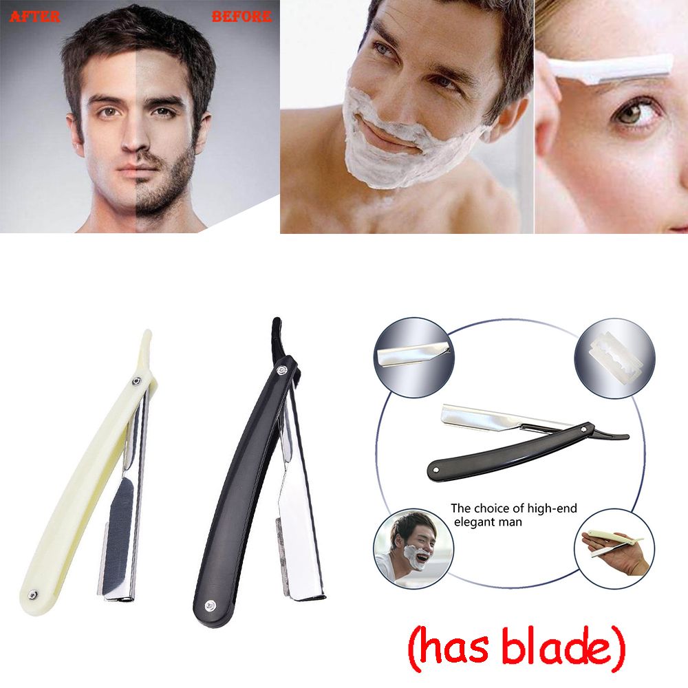 Shaving Razor Stainless Steel+Plastic Straight Edge Razor Barber Razor Folding Shaving Shave Beard Removal Cutter With Blade