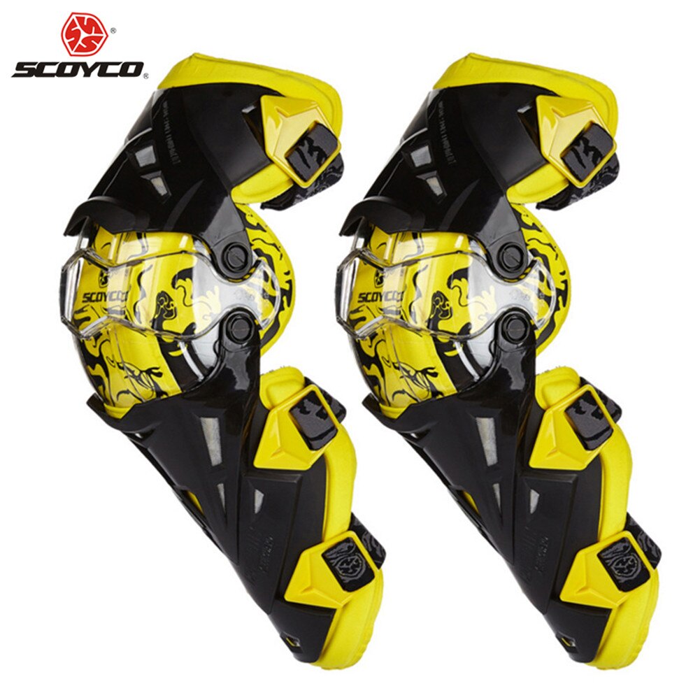 Scoyco motorcykel motocross knæbeskyttelsespuder beskyttere motosiklet dizlik genouillere  k1216 moto joelheira beskyttende knæpuder: Gul