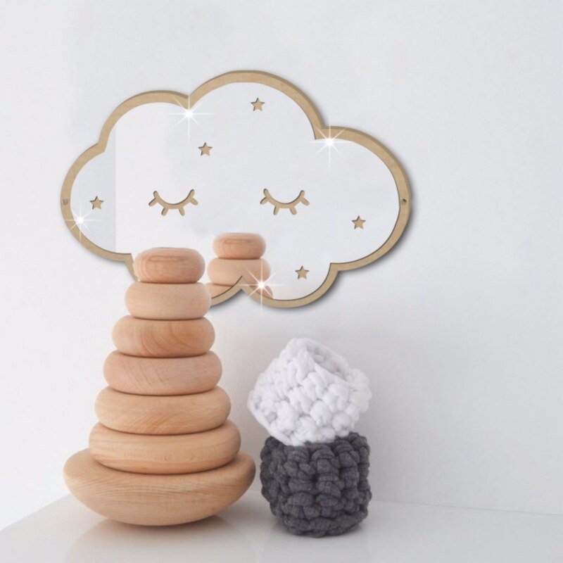 Cartoon Bunny Cloud Mirror Stickers Silver 3D Wall Stickers for Kids Rooms Party Wedding Decor DIY Self-adhesive Home Decor