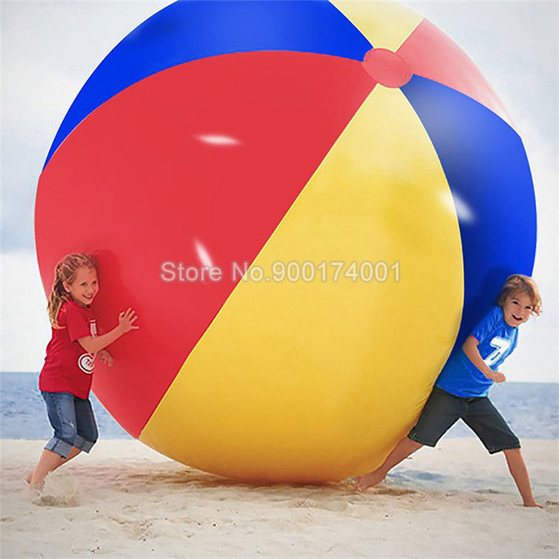80cm/100cm/150cm Giant Inflatable Beach Ball Large Three-color Thickened Pvc Water Volleyball Football Outdoor Party Kids Toys: 100cm