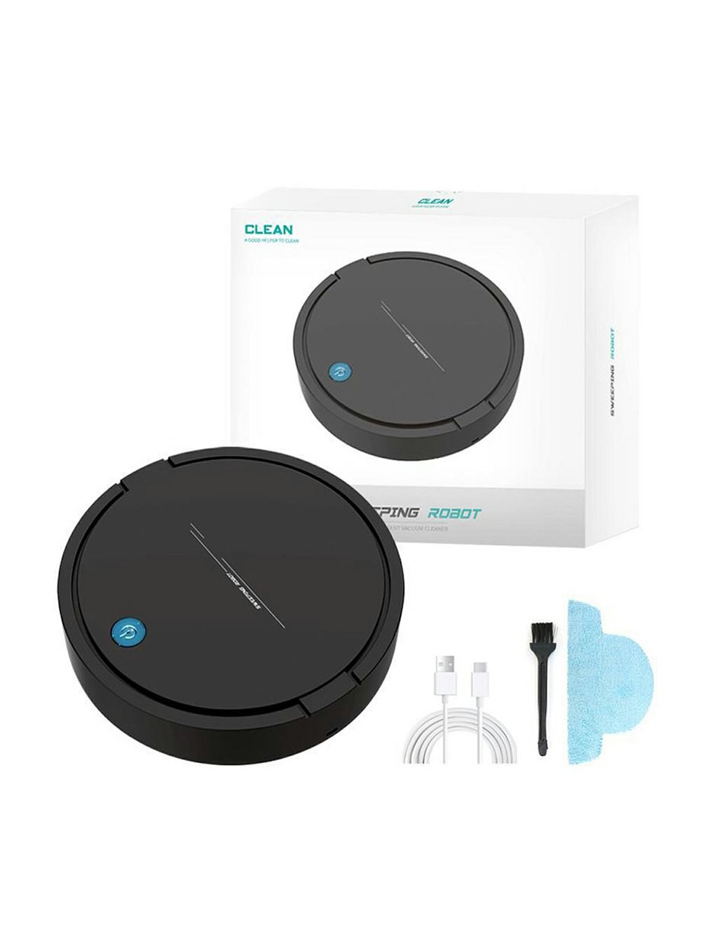 Smart Robot Vacuum Cleaner USB Rechargeable Automatic Sweeping Mopping Robotic Vacuum Cleaner Machine: black