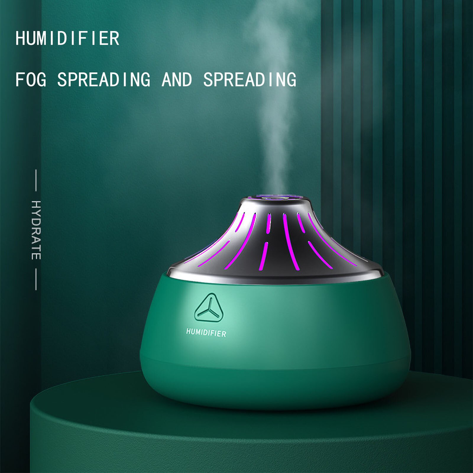 Humidificador de aire eléctrico, difusor de aceites esenciales ultrasónico de grano de madera, minigenerador de niebla Usb para el hogar, luz Led, 4 #