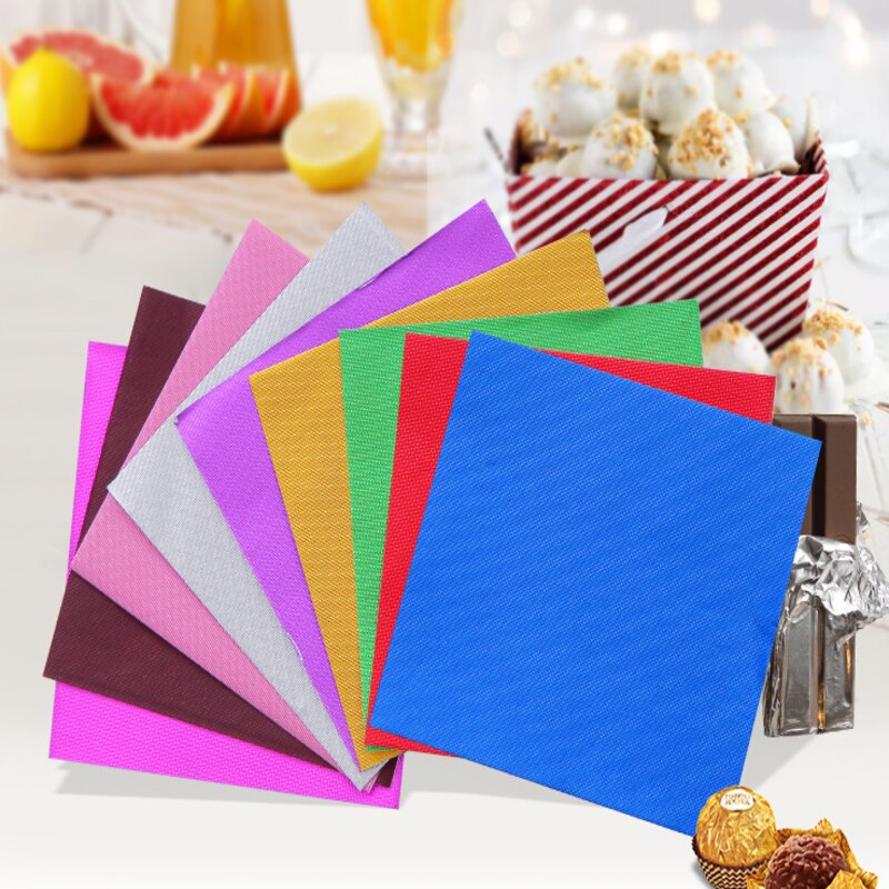 100Pcs 10*10Cm Goud Rood Blauw Snoep Pakket Folie Papier Chocolade Wikkelen Gealuminiseerd Papier Lijn Reliëf Aluminium-Folie Papier