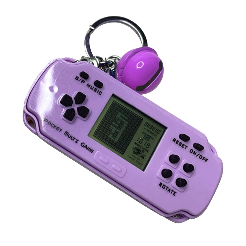 B2EB Handheld Game Console Keychain Electronic Game Portable Key Ring with Hanging