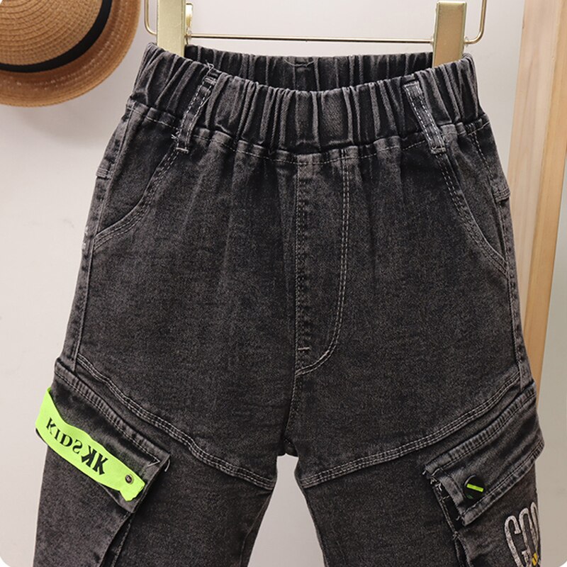 Jeans casual da bambina per ragazzo pantaloni Cargo tasche grandi 5-11 anni pantaloni Streetwear per bambini Denim per bambini Harem Jean